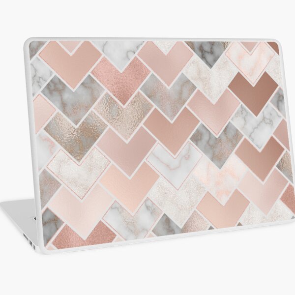 Rose Gold Marble Geometric Laptop Skin