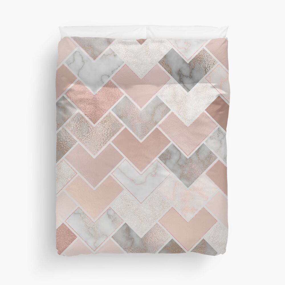 "Rose Gold Marble Geometric" Duvet Cover for Sale by lisaguen Redbubble
