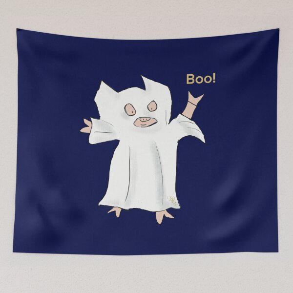 Item preview, Blue Halloween Ghost. Cute pig in fancy dress, deep blue, Halloween designed and sold by PiggingJapan.