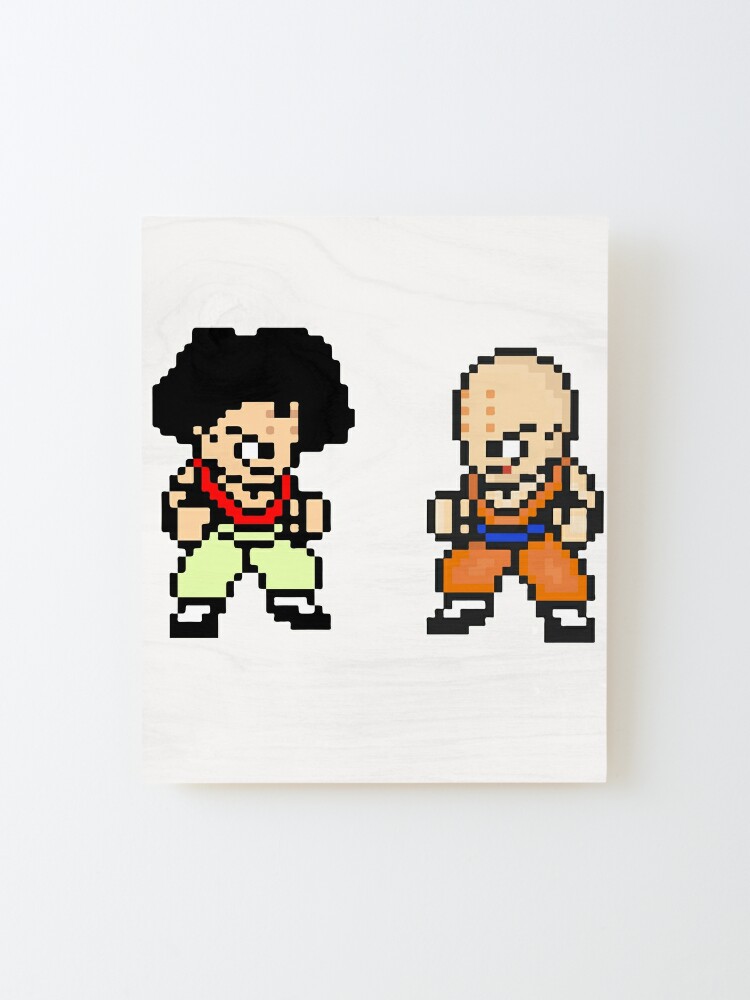 Krillin 8 bit pixel art retro vintage Dragon Z GT Ball Super Kuririn  T-Shirt 90s Crilin #Krilin | Mounted Print