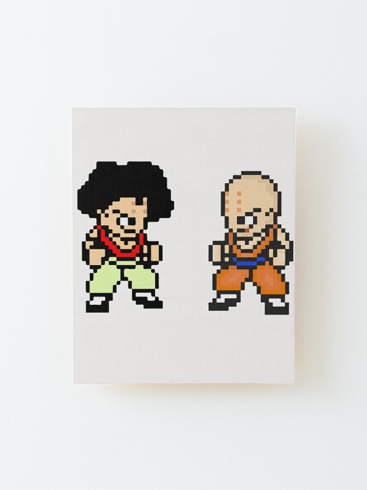 Krillin 8 bit pixel art retro vintage Dragon Z GT Ball Super Kuririn  T-Shirt 90s Crilin #Krilin | Mounted Print