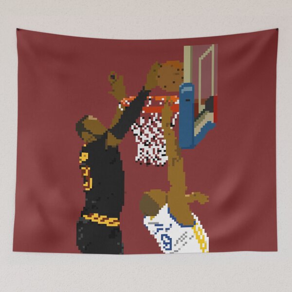 Item preview, LeBron James Blocks Andre Iguodala (Pixel Art) designed and sold by RatTrapTees.