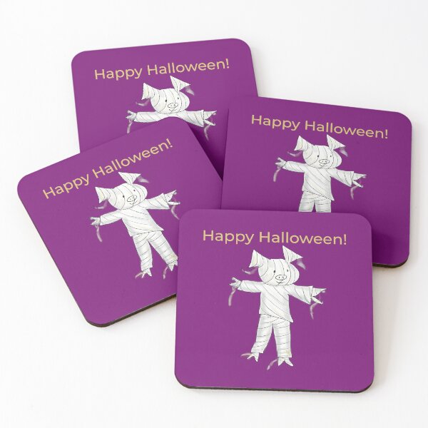 Item preview, Happy Halloween burgundy mummy.  Cute pig in fancy dress, Halloween designed and sold by PiggingJapan.
