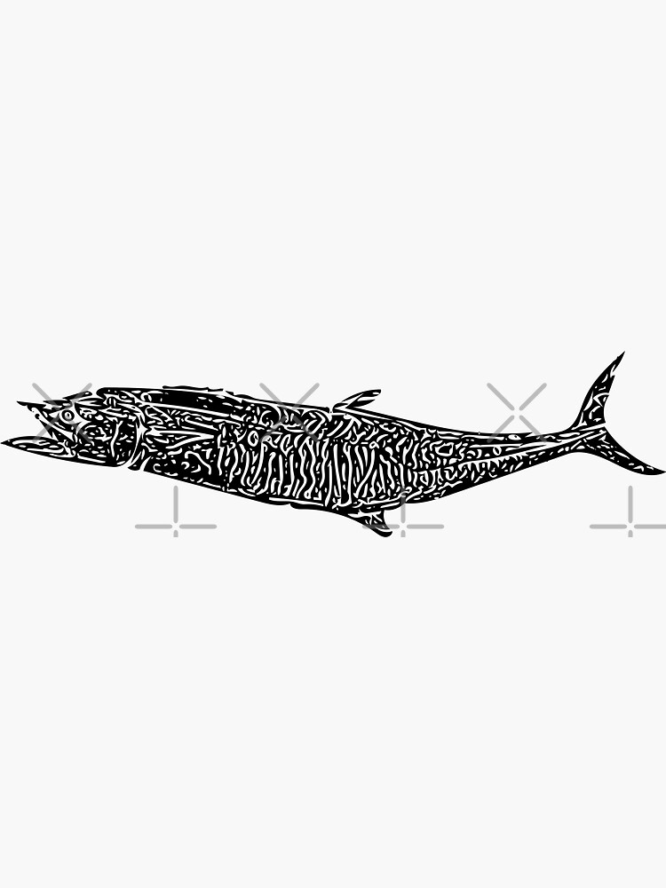 "A King Mackerel Kingfish Black Design Painting Print" Sticker for Sale