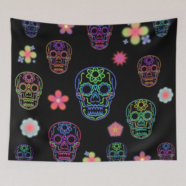 Item preview, Neon Sugar Skulls and Flowers designed and sold by Vanessa Hogle.
