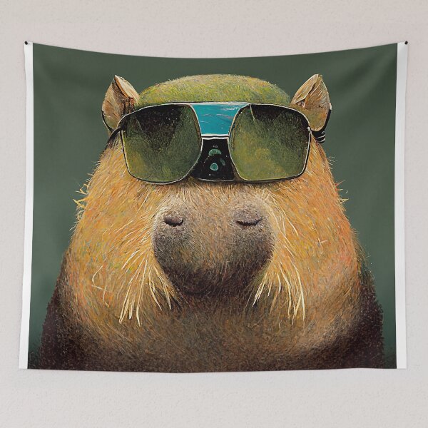Item preview, Capybara with a sunglasses designed and sold by AICustomArt ⭐⭐⭐⭐⭐.