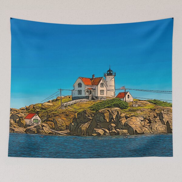 Item preview, Nubble Lighthouse Maine Nautical Print designed and sold by LifeLikeDesigns.
