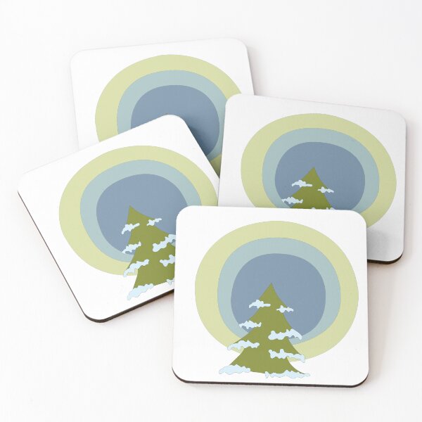 Item preview, Winter sundog sky circle halos with snowy evergreen designed and sold by AngelDawnDesign.