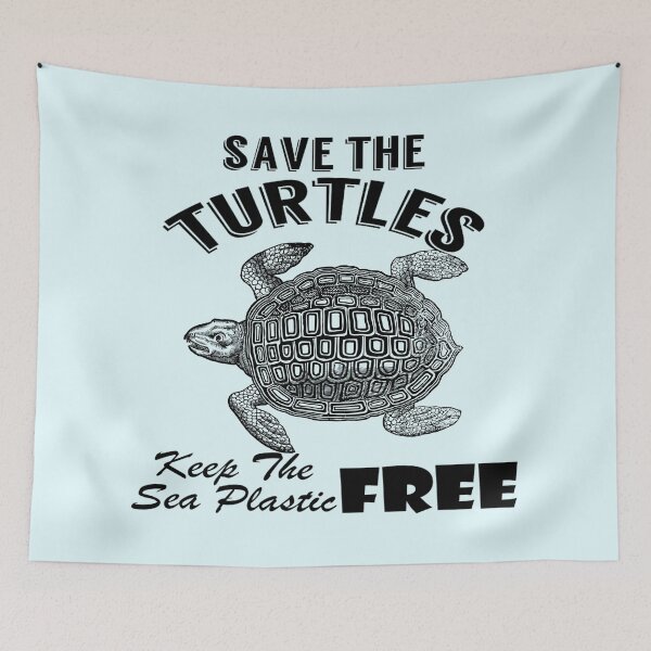 Item preview,  Save the turtles keep the sea plastic free shirts, Save the turtles keep the sea plastic free masks, Save the turtles keep the sea plastic free stickers  designed and sold by Poussyarts.