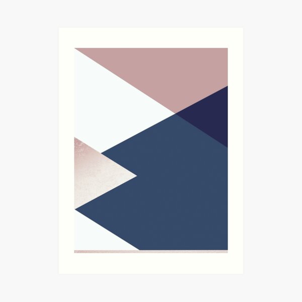 Geometrics - blush indigo rose gold Art Print