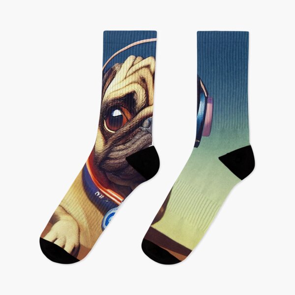 Item preview, Cutest Pug wearing headphones designed and sold by Studiowatermars.