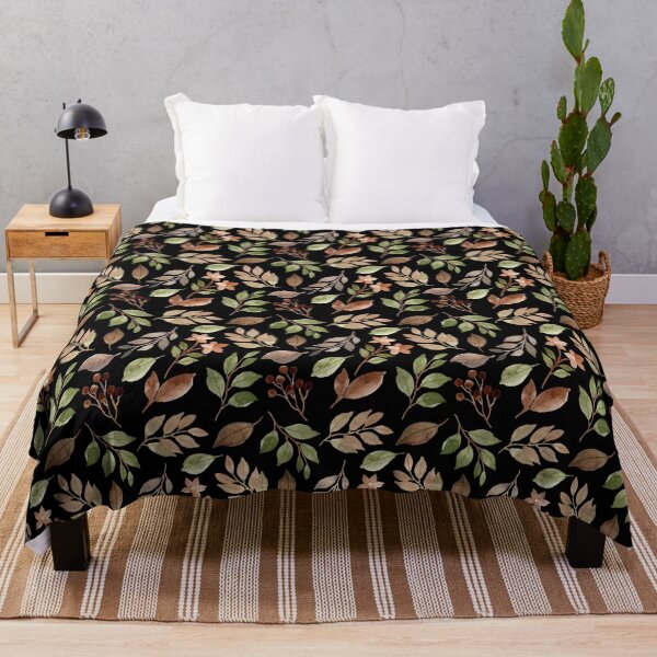 Item preview, Retro Gray Leaves Pillow,bath mats,shower curtain,throw blankets and tapestries designed and sold by Fairies Flower Garden.