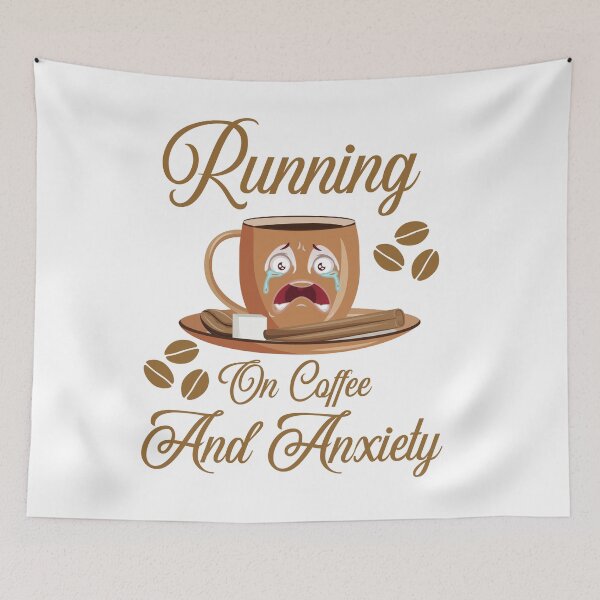 Item preview, Running On Coffee And Anxiety,  Funny Coffee Cup Freaking Out designed and sold by GarnersDesigns.