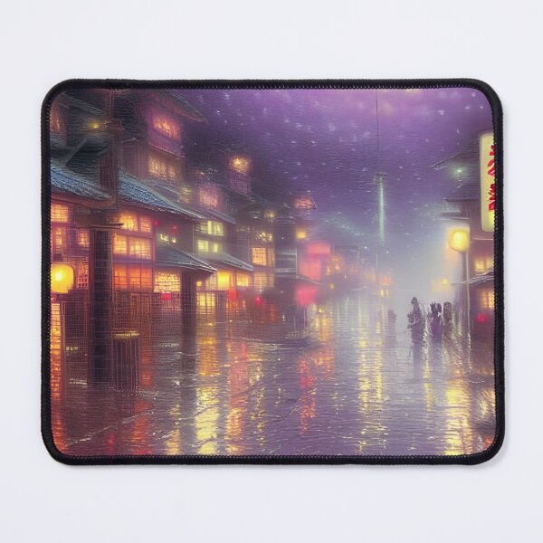 Item preview, Colourful Dreamy Japanese Village at Night Artwork designed and sold by the-surrealist.