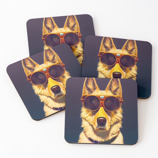 Item preview, German Shepher wearing aviator glasses designed and sold by Studiowatermars.