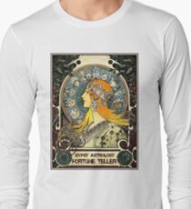 GYPSY ASTROLOGY;Vintage Fortune Teller Print Long Sleeve T-Shirt