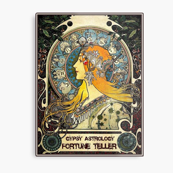 GYPSY ASTROLOGY;Vintage Fortune Teller Print Metal Print