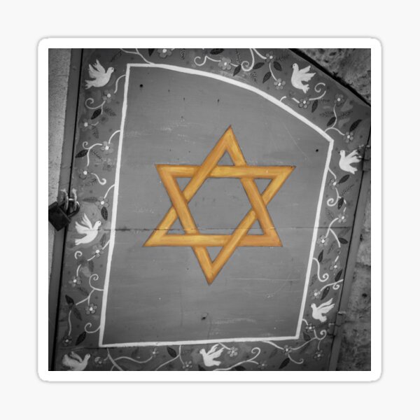 Gold Star of David on door in Israel Sticker