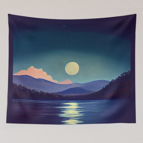 Item preview, The moon over blue mountains designed and sold by etherElric.