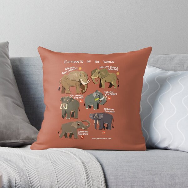Elephants of the World Throw Pillow