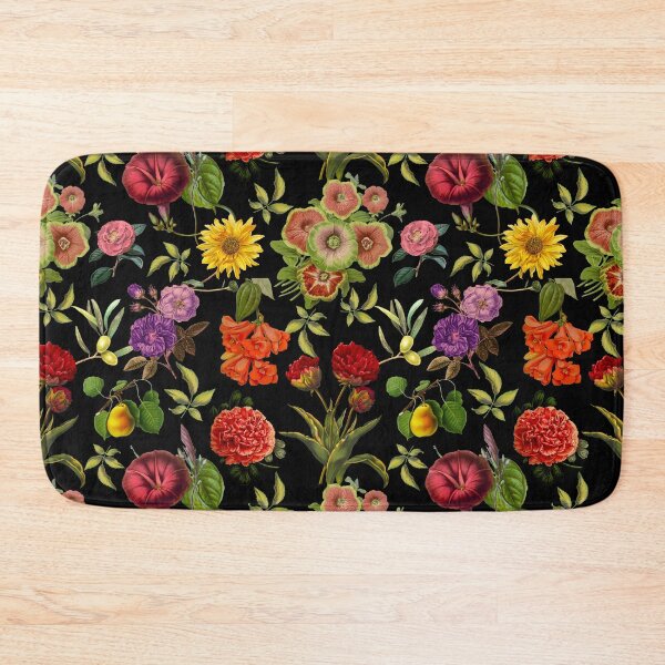Item preview, Elegant vintage red purple flowers and yellow exotic fruits night garden designed and sold by ZeinabTaha.