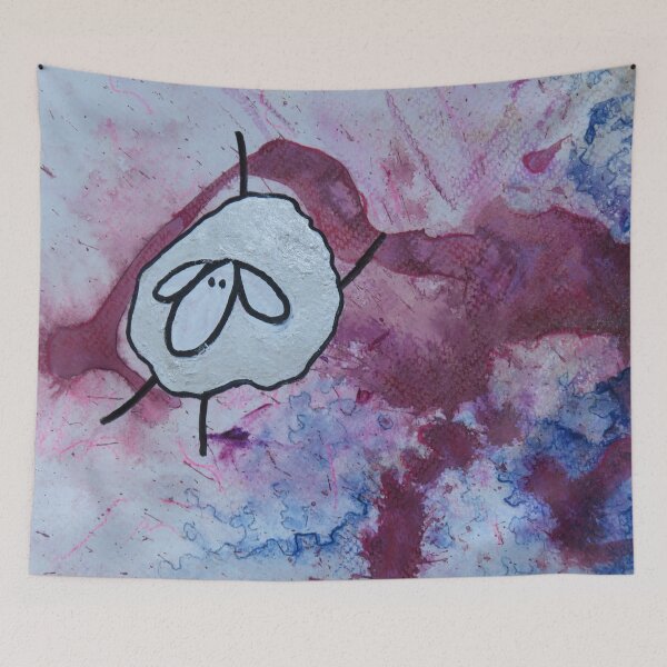 Item preview, UnFolding the Ewe-niverse #35 mixed media and ink painting of sheep designed and sold by ChillonLeachArt.