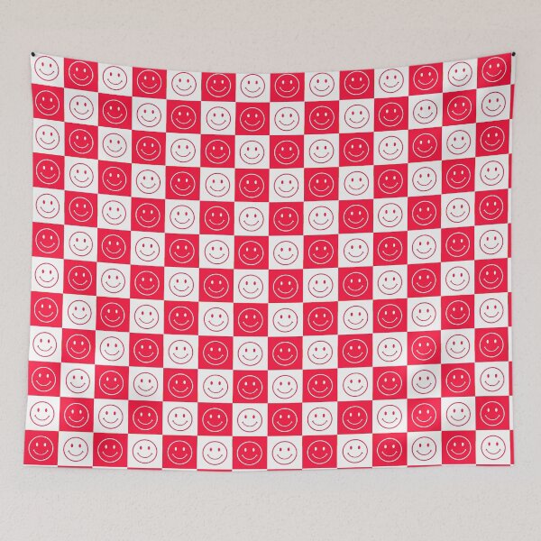 Item preview, Pink Happy Face Grid Smile Smiley Checkerboard Pattern designed and sold by Draculaura2009.