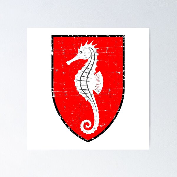 Item preview, Kriegsmarine U-boat U-708 - Seahorse - White Border - Grunge Style  designed and sold by pzd501.