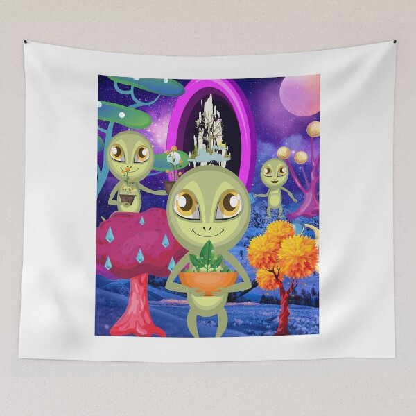 Item preview, Cute Green Alien Farmers On Their Blue Planet  designed and sold by GarnersDesigns.