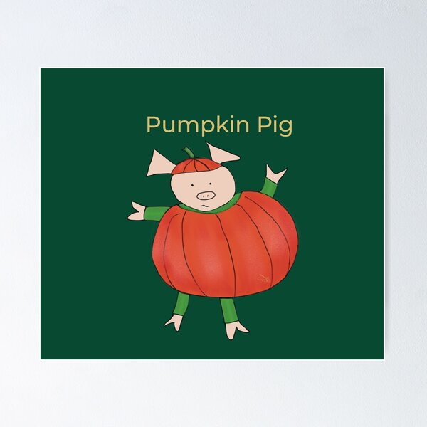 Item preview, Cute Green Halloween Pumpkin Pig.  Pig in fancy dress, Halloween designed and sold by PiggingJapan.