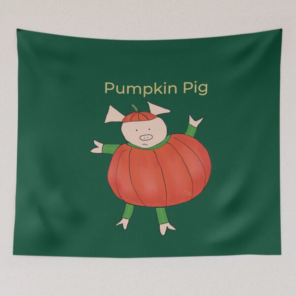 Item preview, Cute Green Halloween Pumpkin Pig.  Pig in fancy dress, Halloween designed and sold by PiggingJapan.