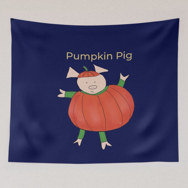 Item preview, Cute blue Halloween Pumpkin Pig.  Pig in fancy dress, Halloween designed and sold by PiggingJapan.