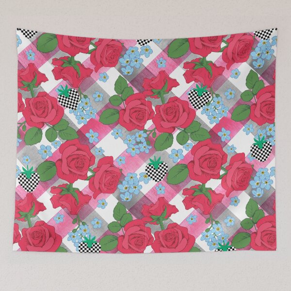 Item preview, Colorful Spring Roses Plaid Print designed and sold by Trimzz.