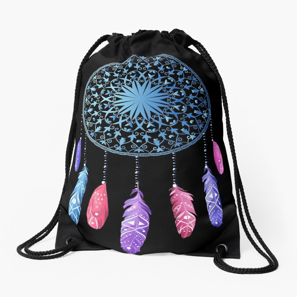 COLORFUL BEACH BAG Dream Catcher Plastic Woven Hand Painted 