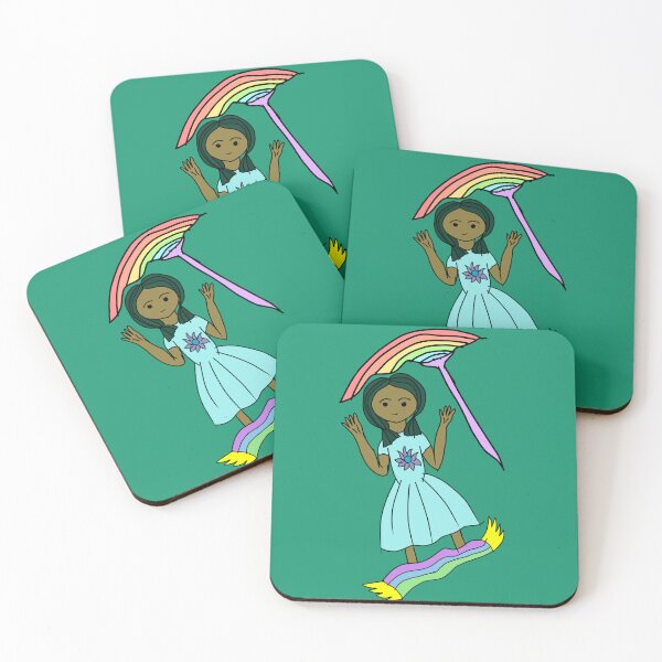 Item preview, Cute girl flying in the rainbow behind her dreams  designed and sold by Darkies-store.