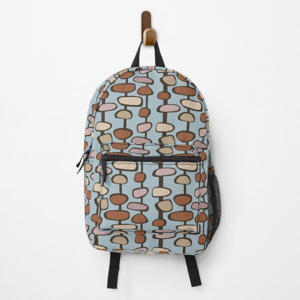 Item preview, Colorful Retro Mid Century Aesthetic Mod Pod Ogee Geometric Pattern Deep Blue & Brown designed and sold by scorpiolane.