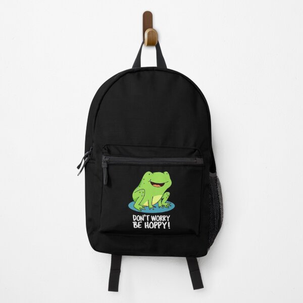 Item preview, Don't Worry Be Hoppy Funny Frog Puns (Dark BG) designed and sold by punnybone.