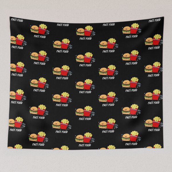Item preview, Fast Food Funny Burger Fries Puns (Dark BG) designed and sold by punnybone.