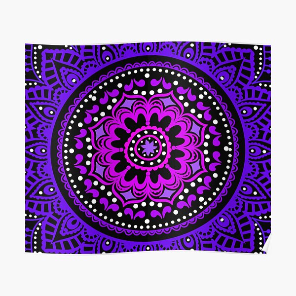 Purple blue Mandala Poster