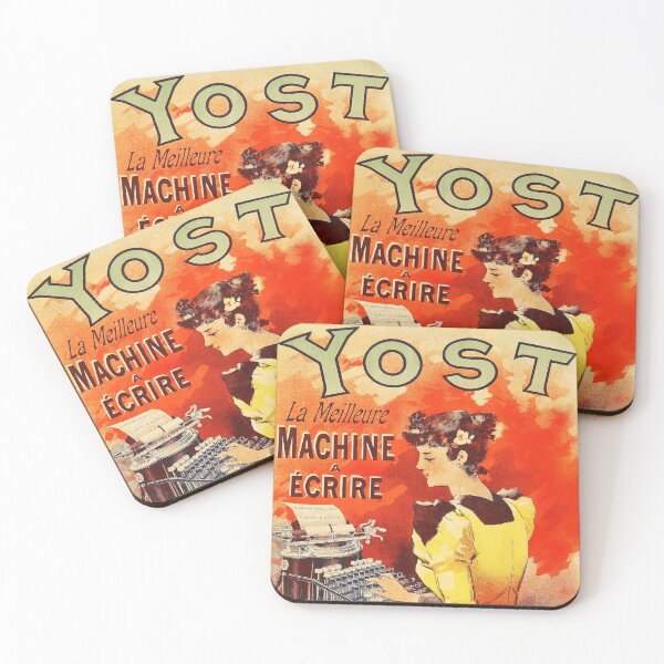 Item preview, YOST Typewriters 1893 Vintage French Advertisement Poster by Lucien Lefevre designed and sold by retroposters.