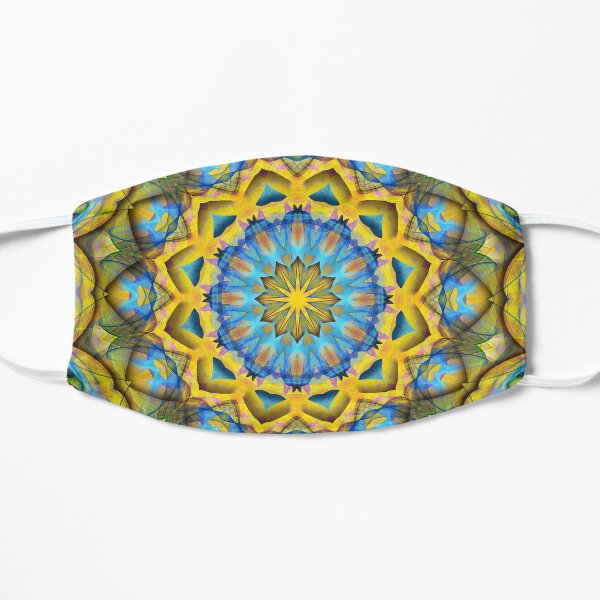 Blue Sky Golden Cornfield mandala Flat Mask