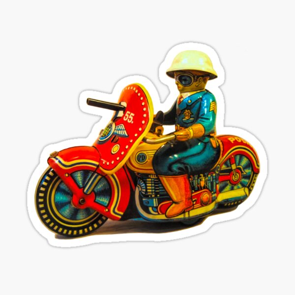 VINTAGE TIN TOY POLICE MOTORCYCLE PRINT/STICKER/ETC VINTAGE TIN TOY POLICE MOTORCYCLE PRINT/STICKER/ETC