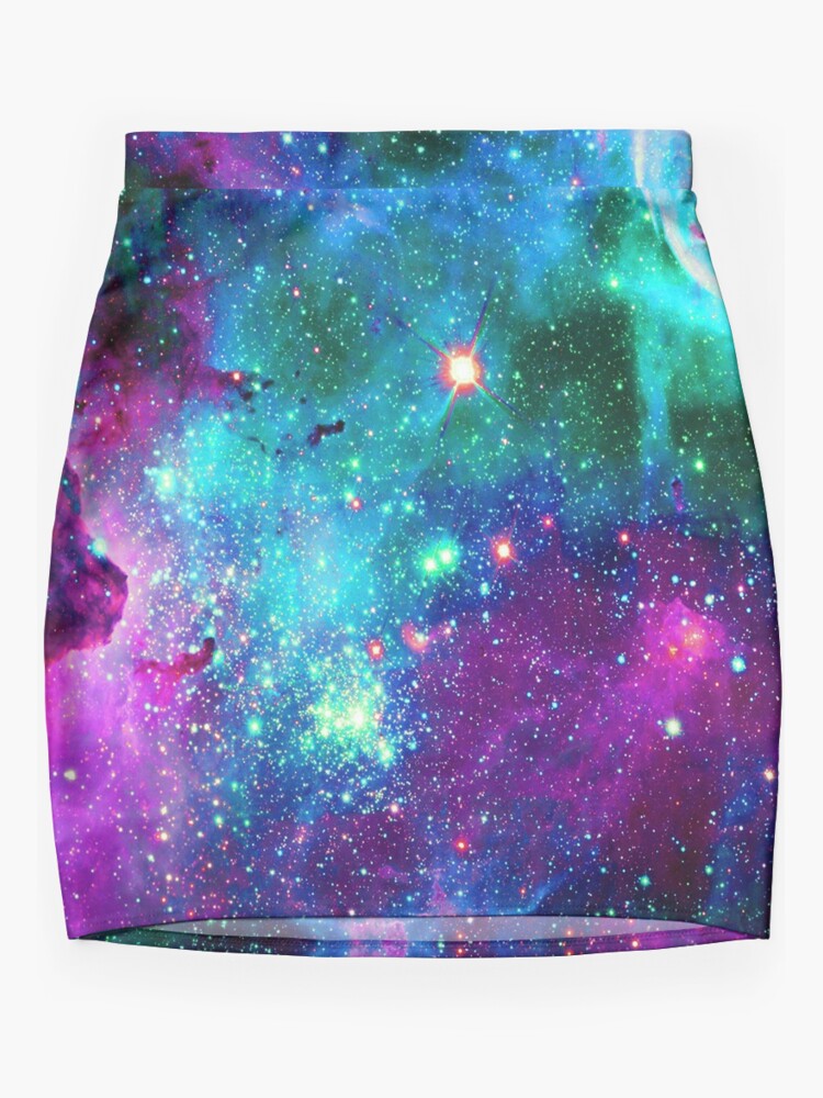 Discover Purple teal nebula  Mini Skirt