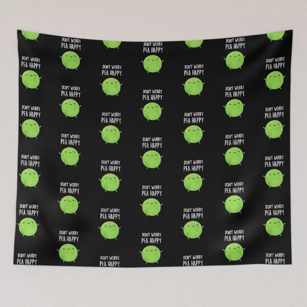 Item preview, Don't Worry Pea Happy Funny Pea Puns (Dark BG) designed and sold by punnybone.