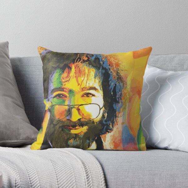 grateful dead jerry garcia face Throw Pillow