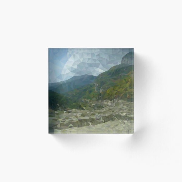 Mountain landscape in polygon technique Acrylic Block