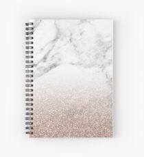 Rose gold glitter on marble Spiral Notebook