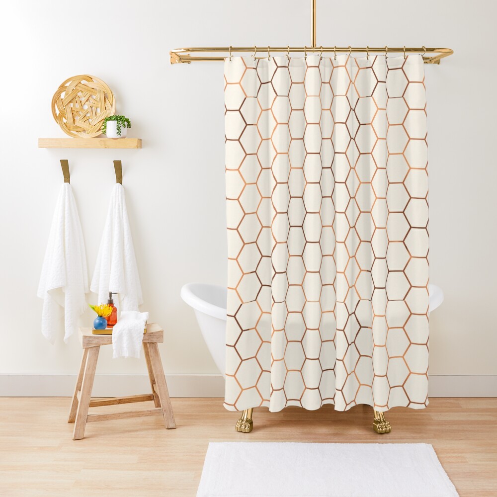 Rose gold copper honeycomb Shower Curtain