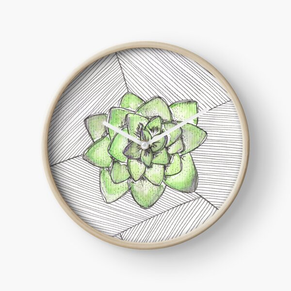 Watercolour Succulent Clock