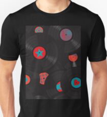 Vinyl records disc collection. Seamless pattern. Unisex T-Shirt